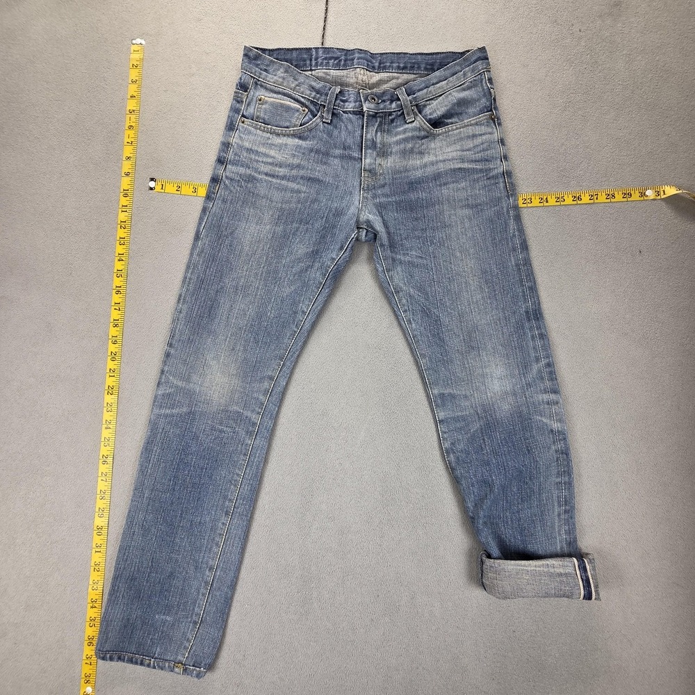 Japanese‎ Selvedge Jeans Mens Blue Slim Straight Whiskers Fits 28x27